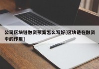 公司区块链融资预案怎么写好[区块链在融资中的作用]